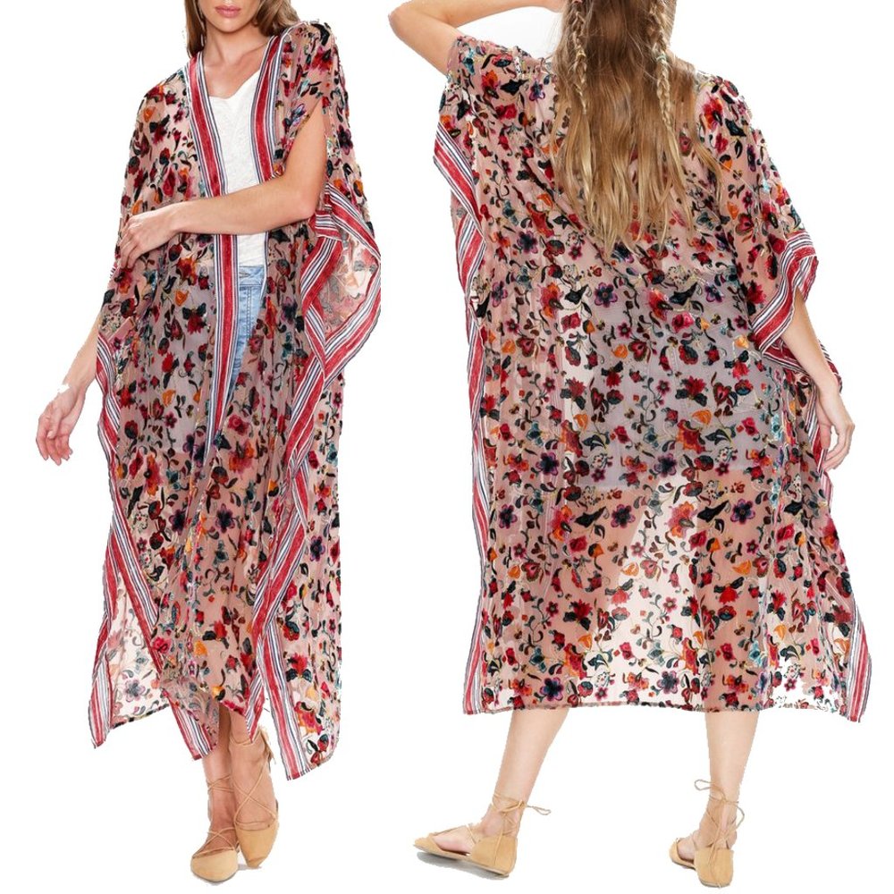 Aratta When I Close My Eyes Kimono • Reg $182 • One Size • Floral • Velvet Mix
